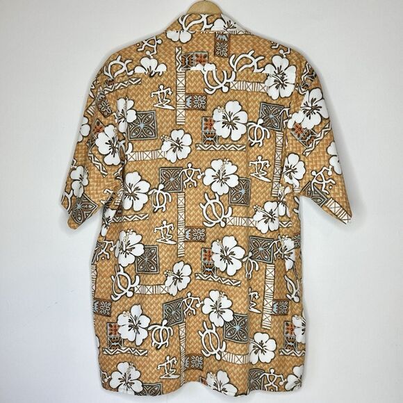 Beach Crew Men’s XL Button Up Casual Shirt Tropical Sea Turtles Floral Tiki - Picture 5 of 6